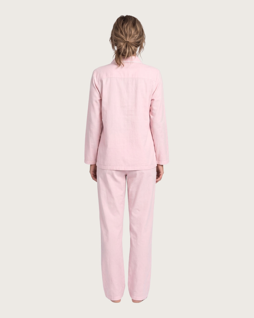 Back view of Amber women’s pink cotton pajama set