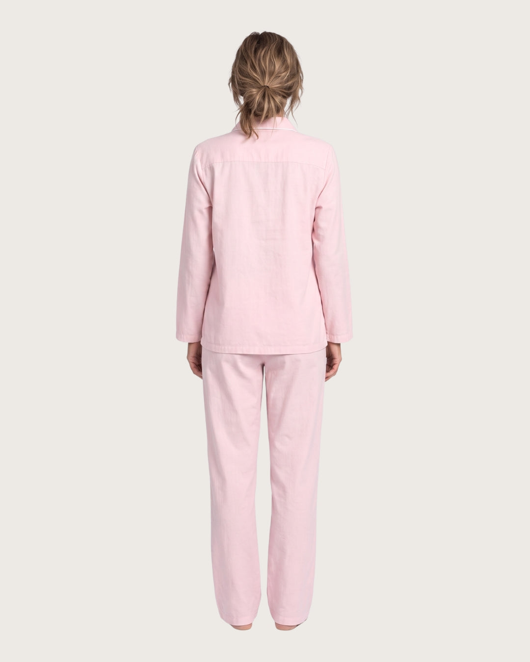 Back view of Amber women’s pink cotton pajama set