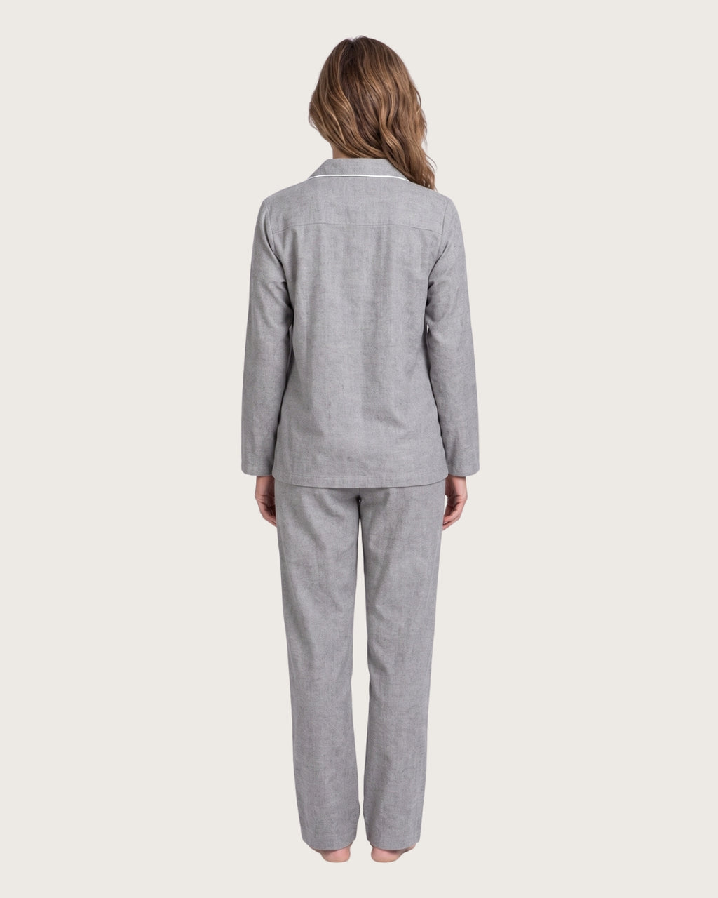 Back view of Sage women’s gray cotton pajama set