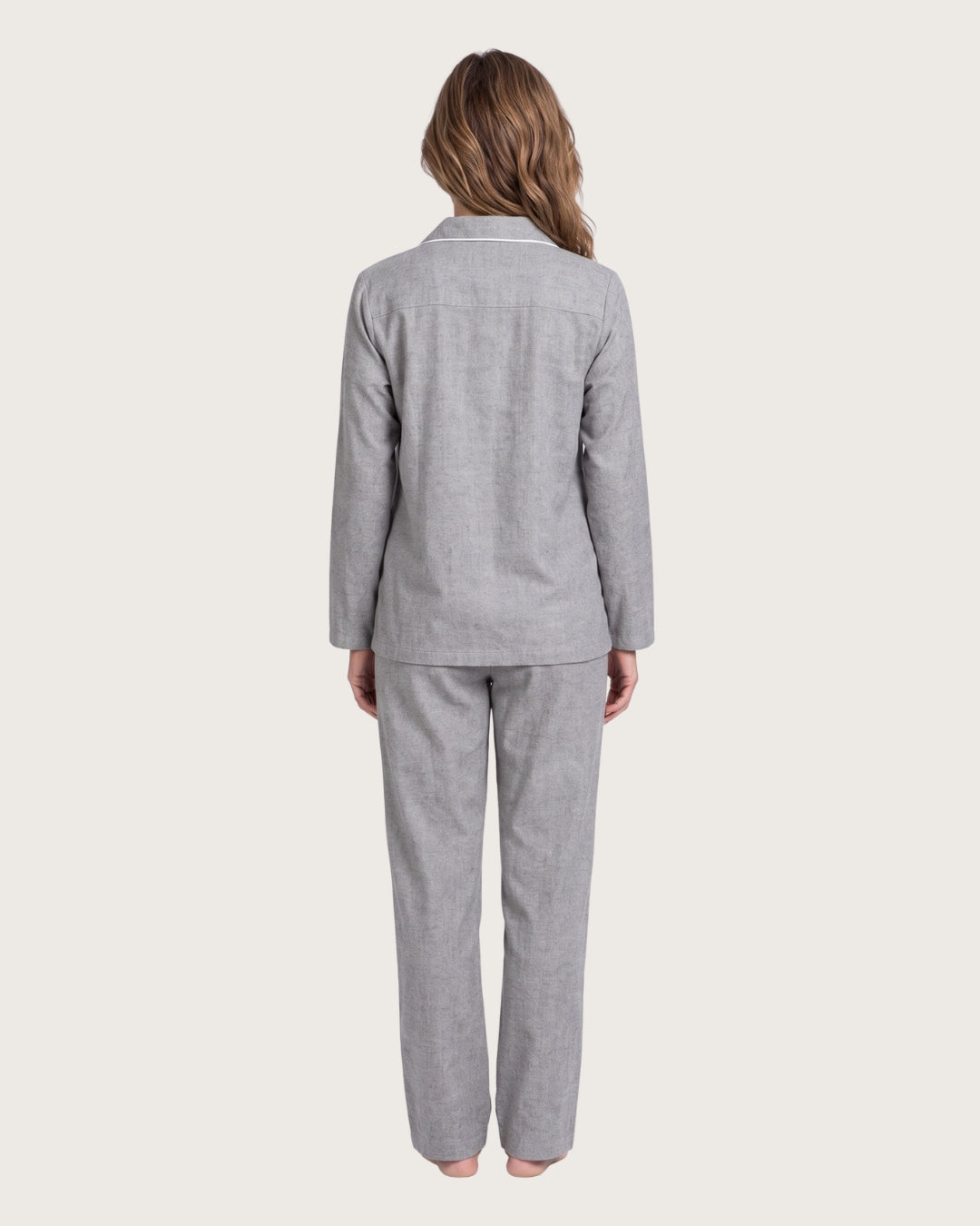 Back view of Sage women’s gray cotton pajama set